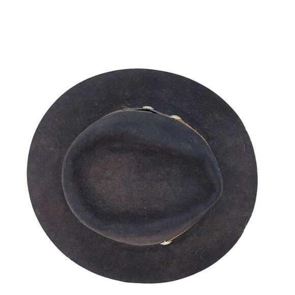 Vintage Magill Lee Cowboy Cowgirl‎ Hat S Black Fur Felt Pheasant Feather Fedora - Picture 12 of 16